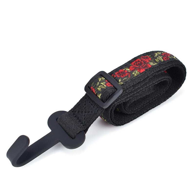 CLOUDMUSIC Ukulele Strap Clip On No Drill J Hook For Soprano Concert Tenor Baritone With Hawaiian Colorful Floral Pattern (Red Roses) - Image 5
